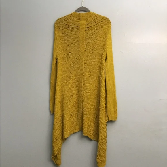 Natori Yellow Cardigan Sweater with Asymmetrical Hem - Picture 10 of 10